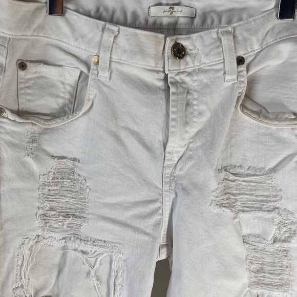 7 For All Mankind White Distressed Destruction Jeans Sz 27 - Picture 1 of 11